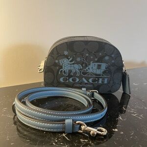 Coach Rare Limited Edition Snowflake Winter Signature Crossbody Satchel Blue